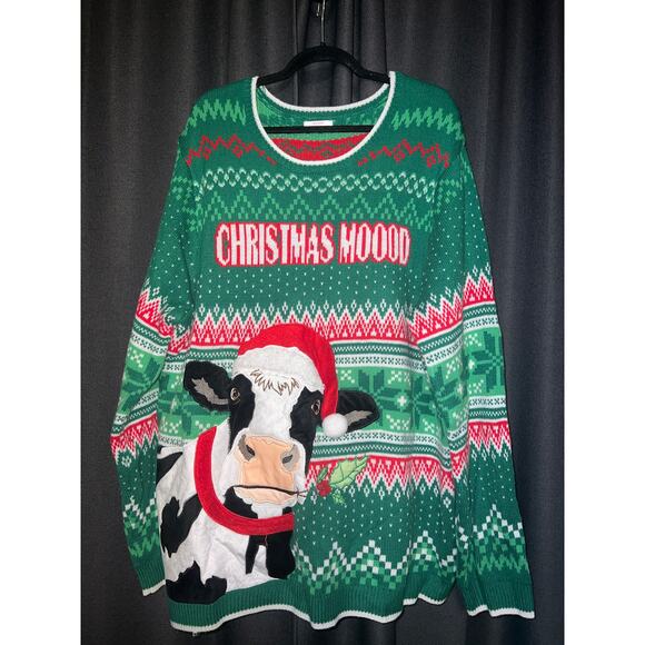 Ugly Christmas Sweater Xmas Size 2XL Cow - Picture 1 of 3